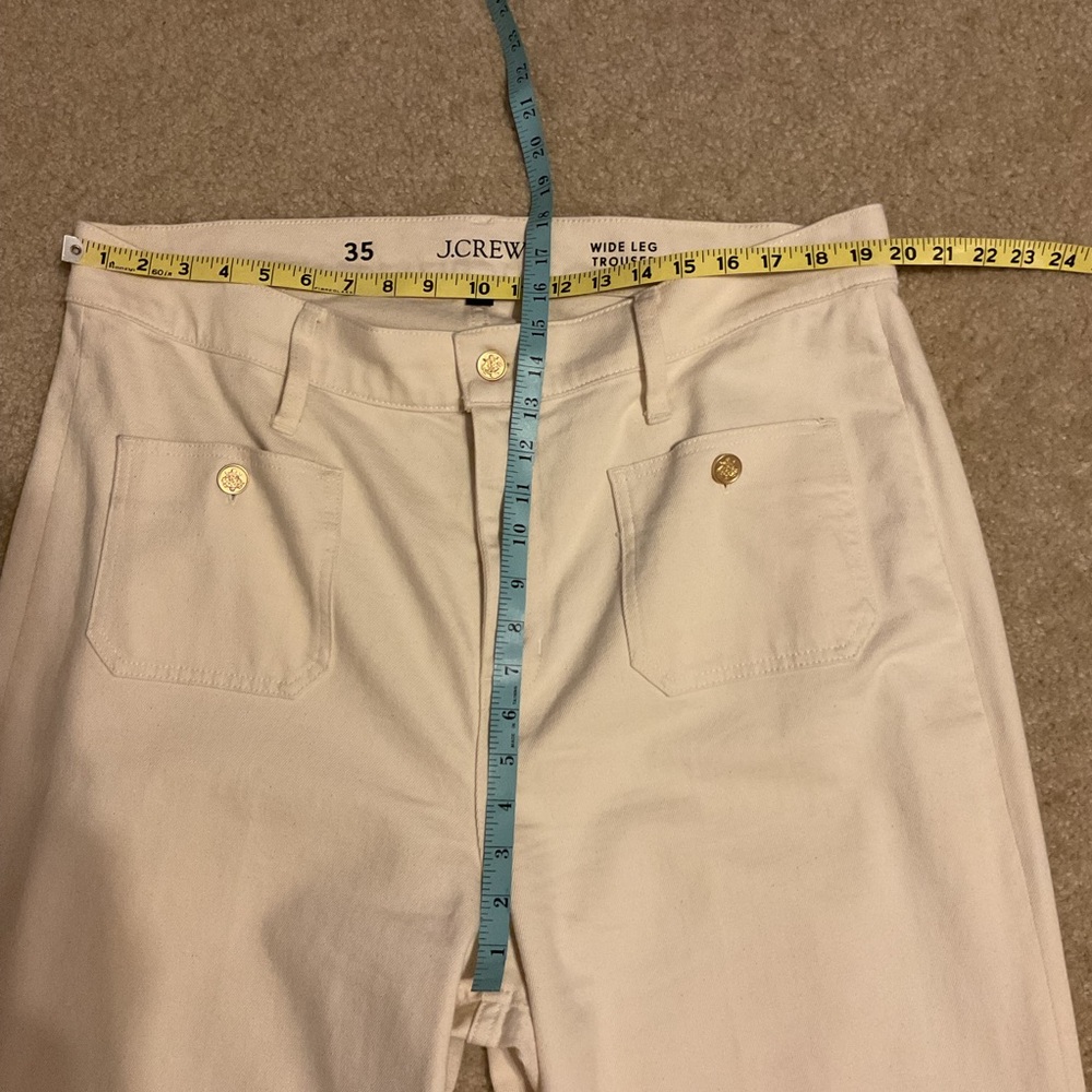 J. Crew Sailor Wide Leg Denim Pants Trouser with Gold Buttons Women’s 35 x 32 - Picture 3 of 13